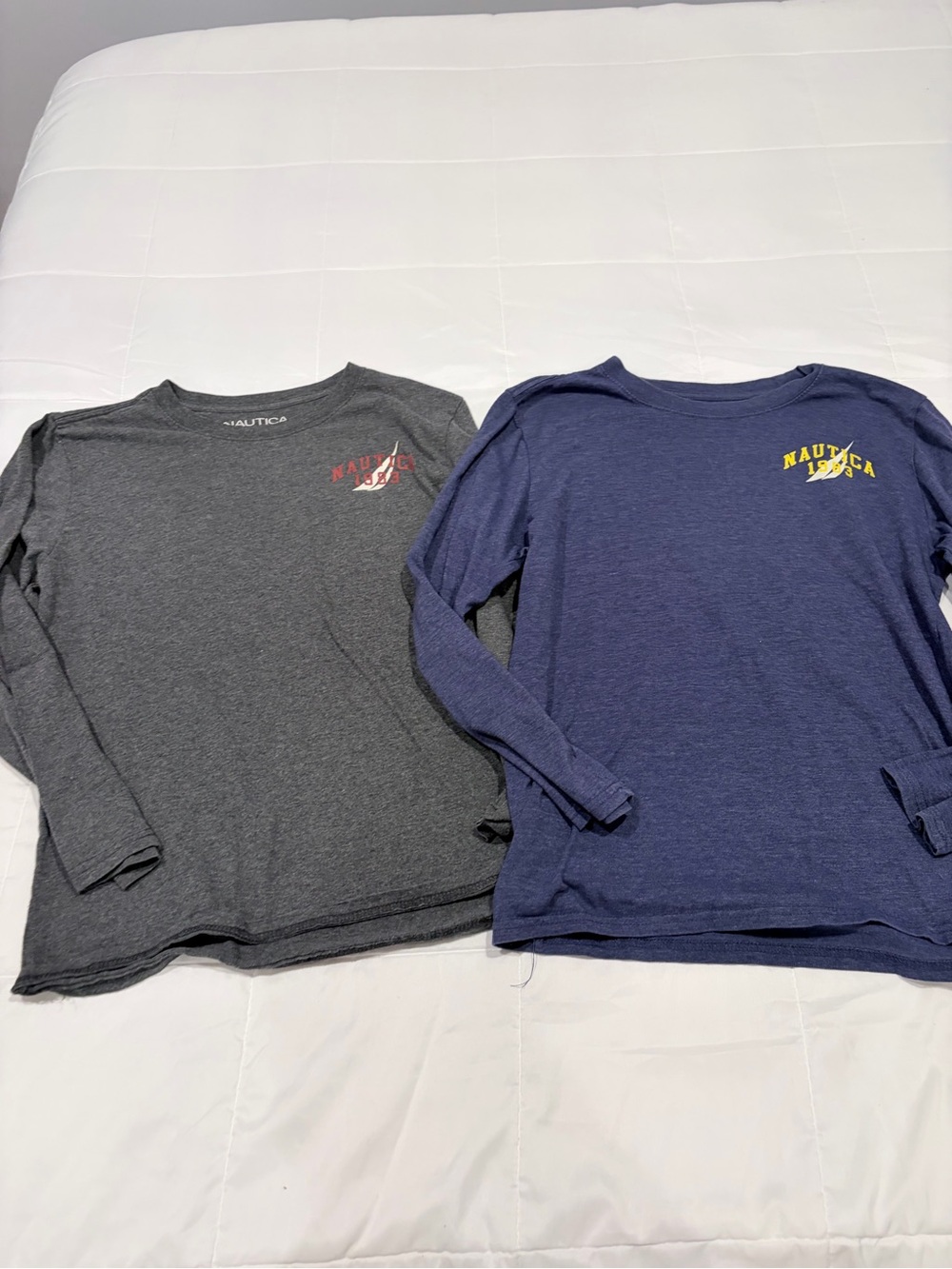 Nautica Kids Long-Sleeve Tees - Navy & Charcoal with Yellow and Red Logo